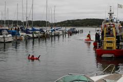 Kvinna i nöd i hamnbassängen